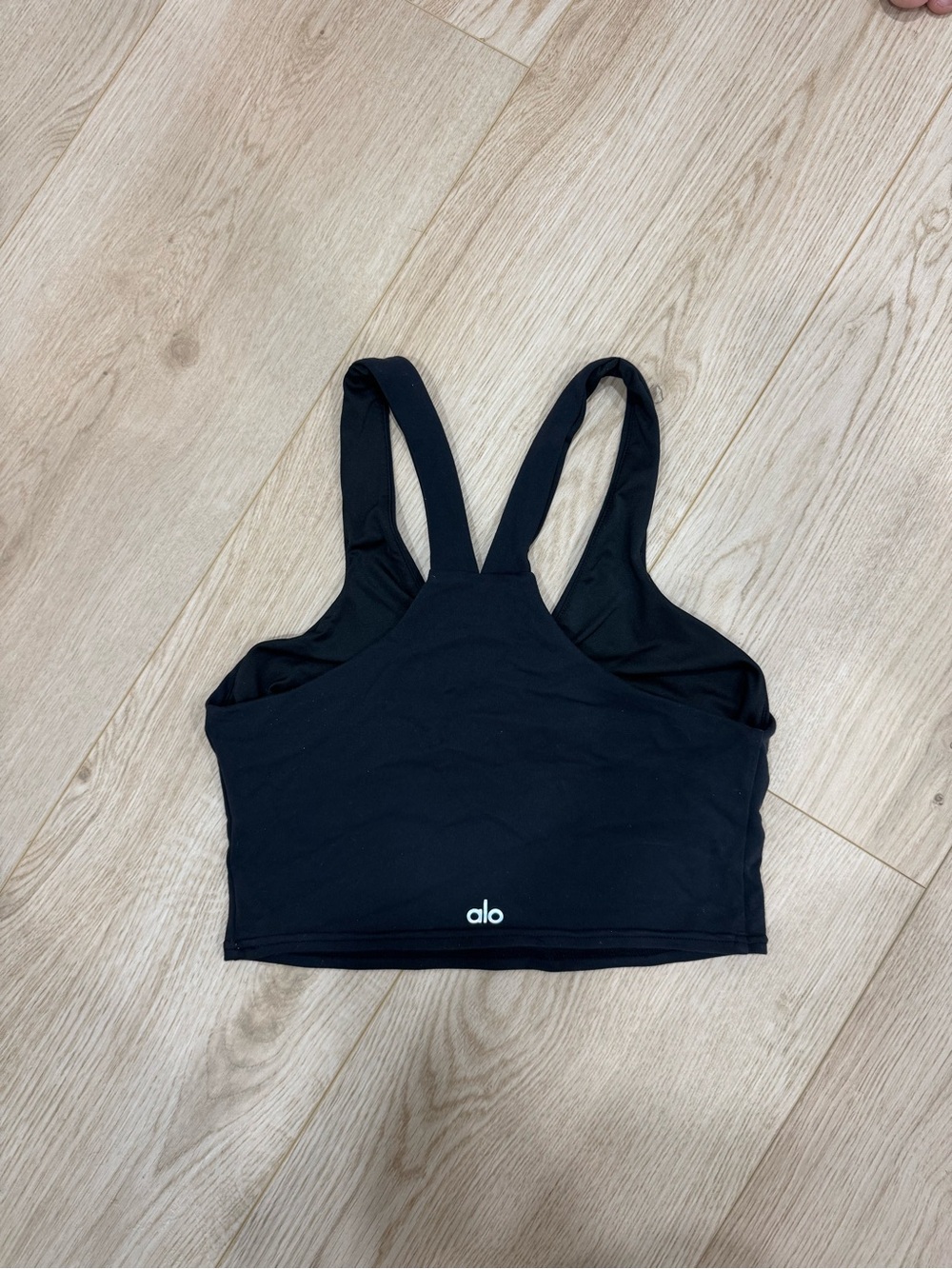 ALO Yoga Black Double-Strap Racerback Sports Bra